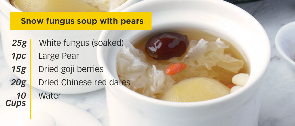 Snow Fungus Soup with Pears for Cheeks Acne